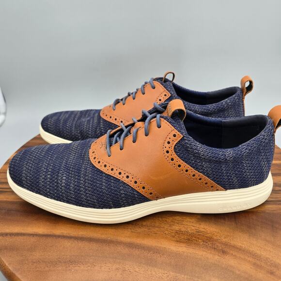Men Cole Haan Grand Tour Oxfords Mens 9 M Blue Tan Leather Low Top Casual Shoes